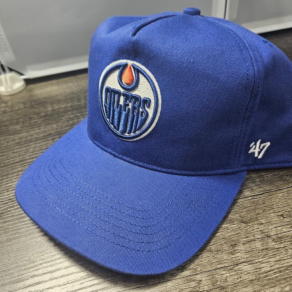 Edmonton Oilers '47 Snapback Hat Royal Blue Orange Undervisor NHL Cap New